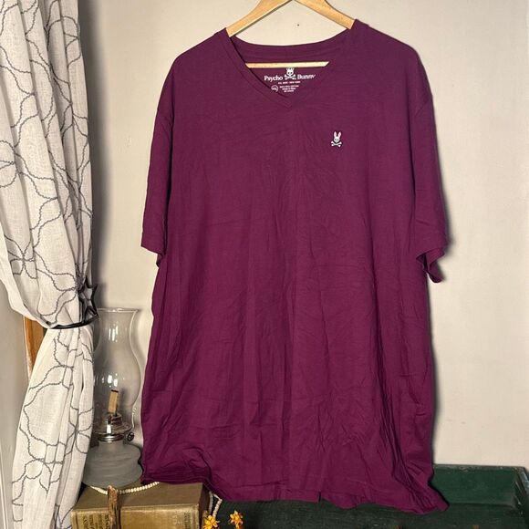 Psycho bunny mens v neck t shirt size 4XL burgandy casual Pima cotton - Picture 1 of 6